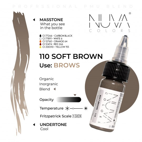 Encre Nuva Colors PMU 15ml - 110 Soft Brown