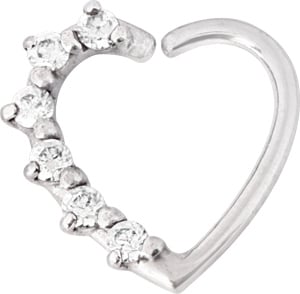 SS 316 ANNEALED HEART RING PRONG SET W. ZIRCONIA (RIGHT)