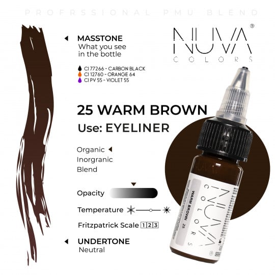 Encre Nuva Colors PMU 15ml - 25 Warm Brown
