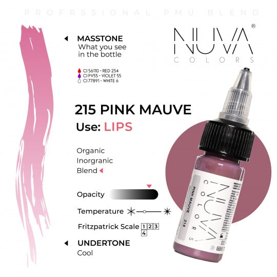 Encre Nuva Colors PMU 15ml - 215 Pink Mauve