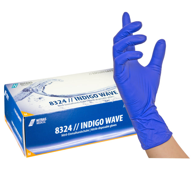 Gants nitrile Nitras Indigo Wave - 100 unités