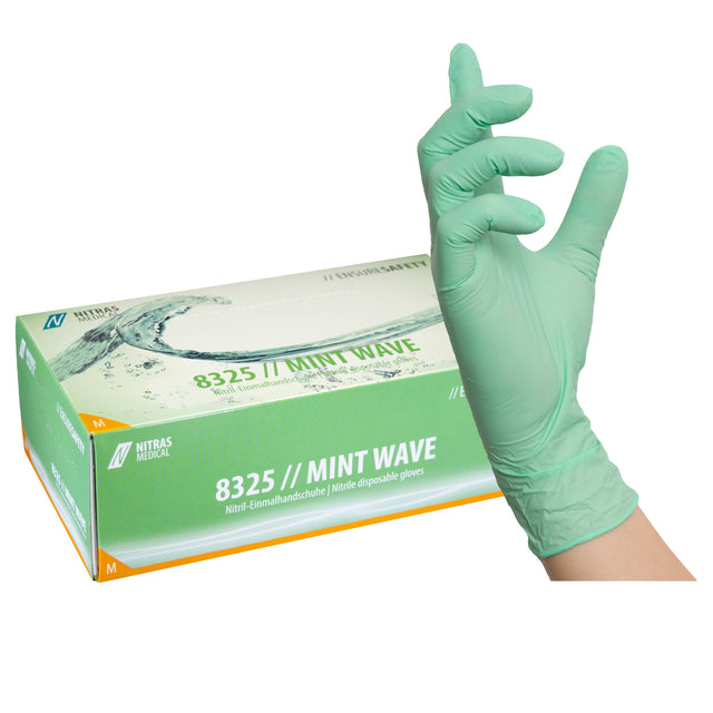 Gants nitrile Nitras Mint Wave - 100 unités