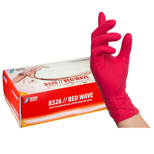 Gants nitrile Nitras Red Wave - 100 unités