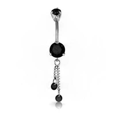 SS 316 MINI DOUBLE JEWEL BELLY BANANAS W/DANGLES 1,6x10mm model 04
