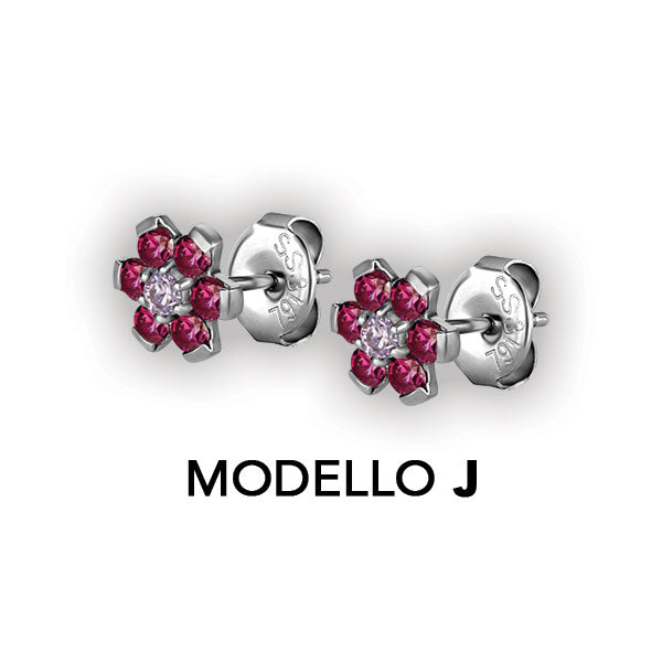 SS 316 FLOWER EAR STUDS W/ ZIRCONIA (PAIR)