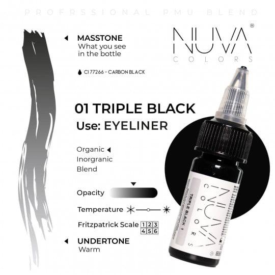Encre Nuva Colors PMU 15ml - 01 Triple Black