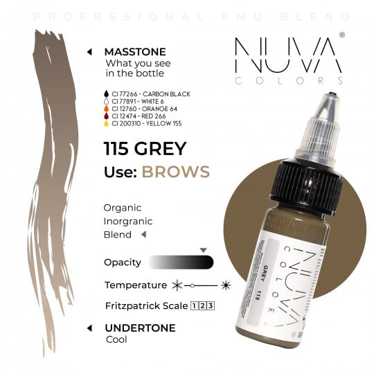 Encre Nuva Colors PMU 15ml - 115 Grey