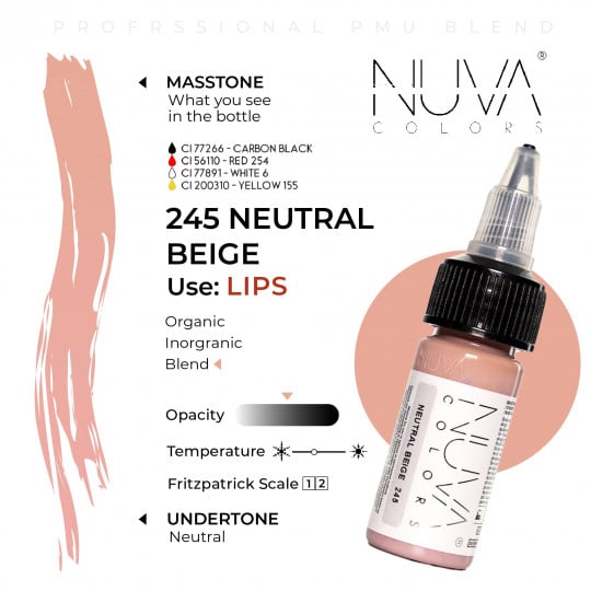 Encre Nuva Colors PMU 15ml - 245 Neutral Beige