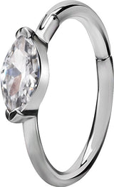 SS 316 HINGED RING SET W. MARQUISE ZIRCONIA