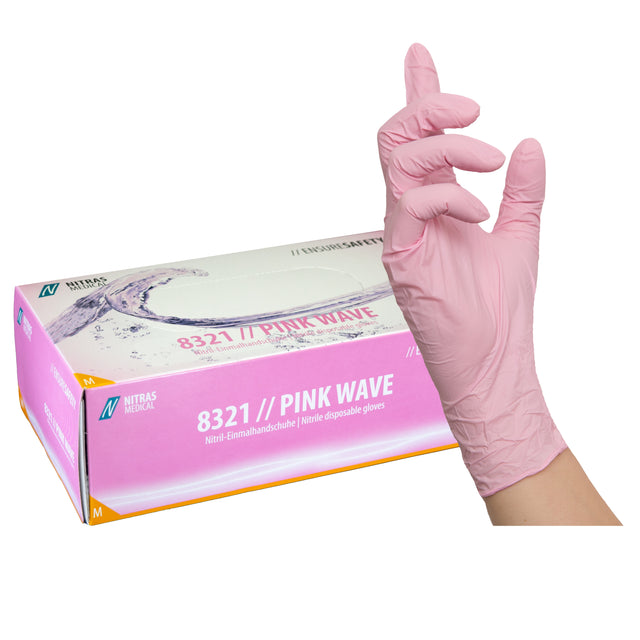 Gants nitrile Nitras Pink Wave - 100 unités
