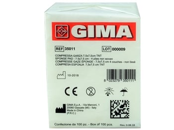 Compresses de gaze non stériles en TNT, 4 plis - 7,5 x 7,5 cm - 100 unités
