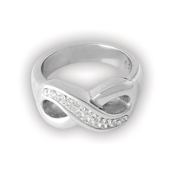 STEEL CRYSTAL INFINITY RING