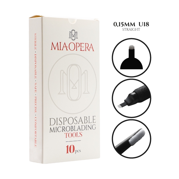 Outils jetables pour MicroBlading de MiaOpera - 10pcs - 0,15mm U18 Straight