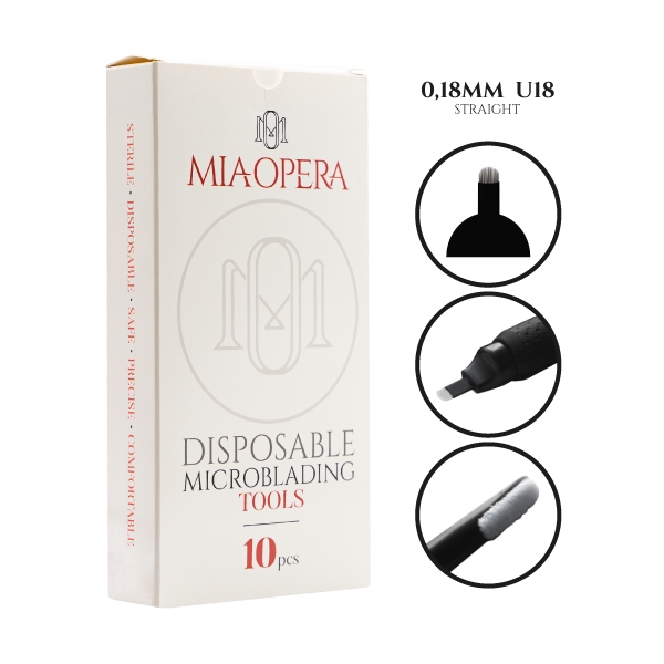 Outils jetables pour MicroBlading de MiaOpera - 10pcs - 0,18mm U18 Straight