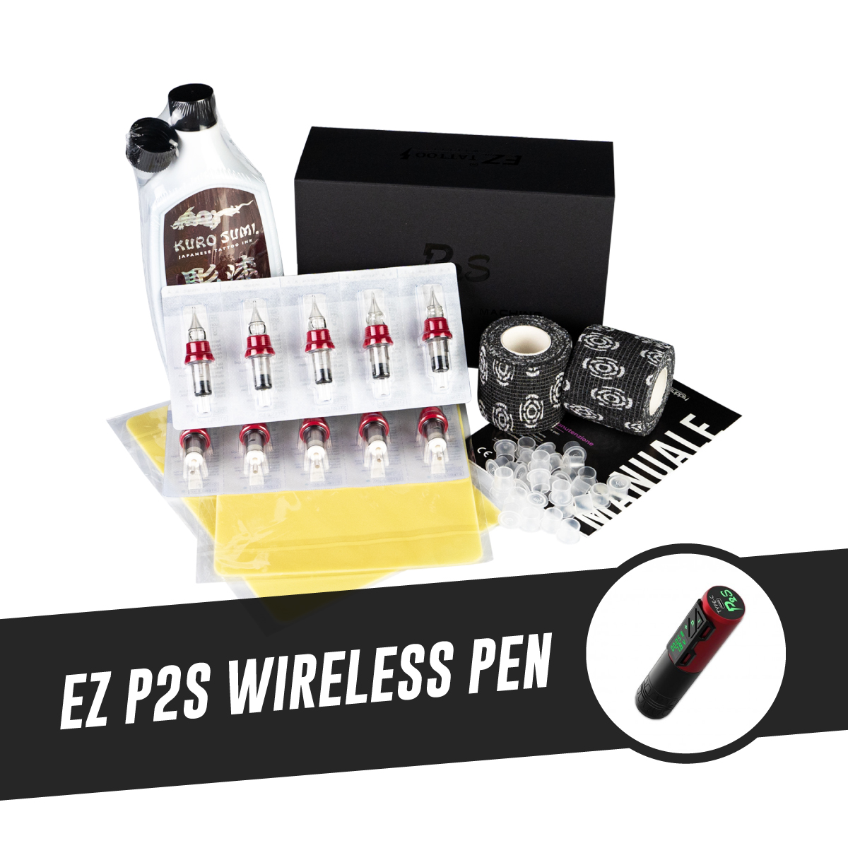 KIT DE TATOUAGE DE BASE - MACHINE SANS FIL EZ P2S