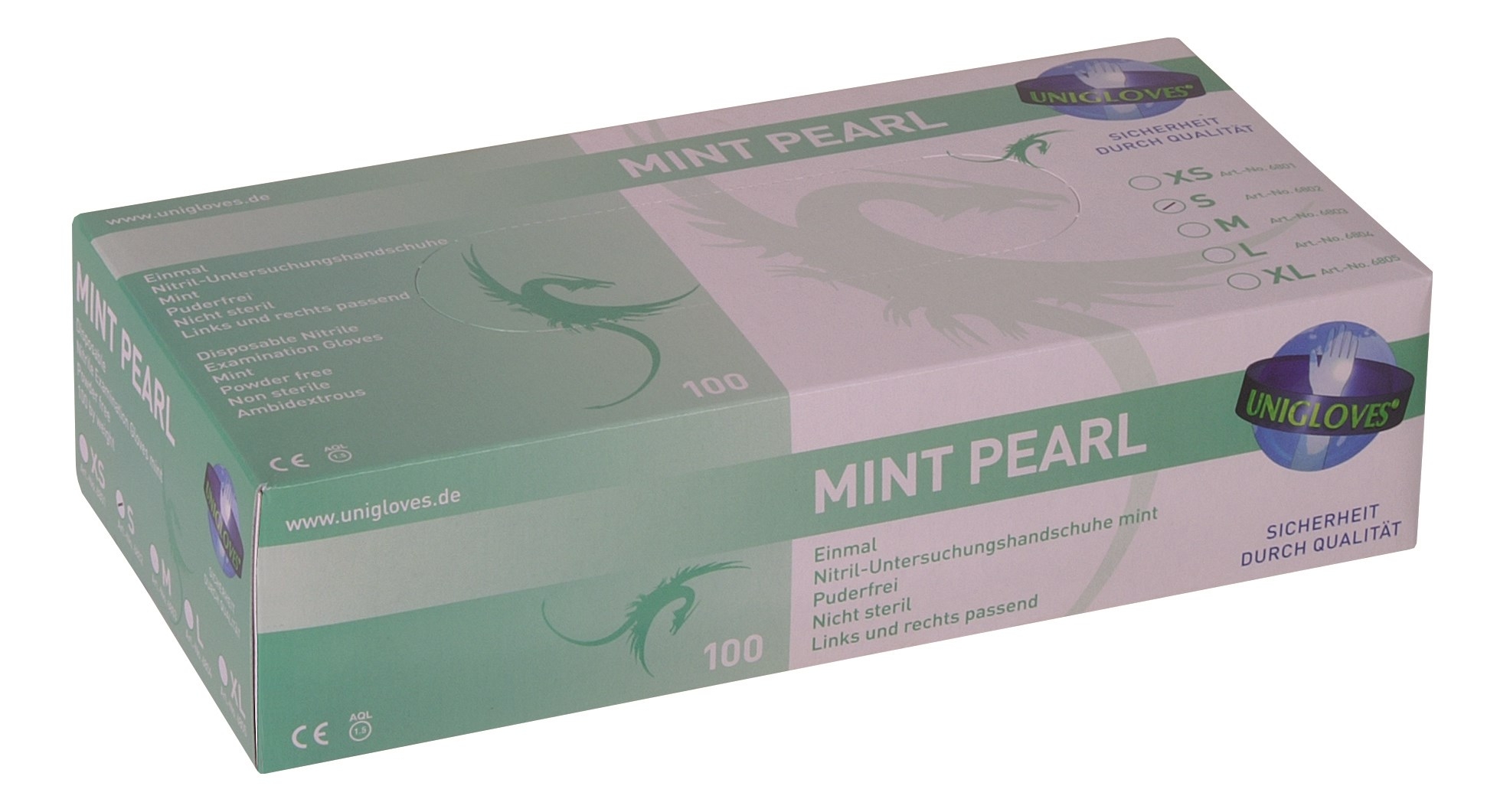 GANTS NITRILE MINT PEARL - 100 unités