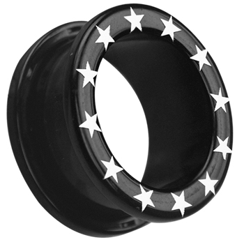 UV FLESH TUNNELS BLACK W/STAR