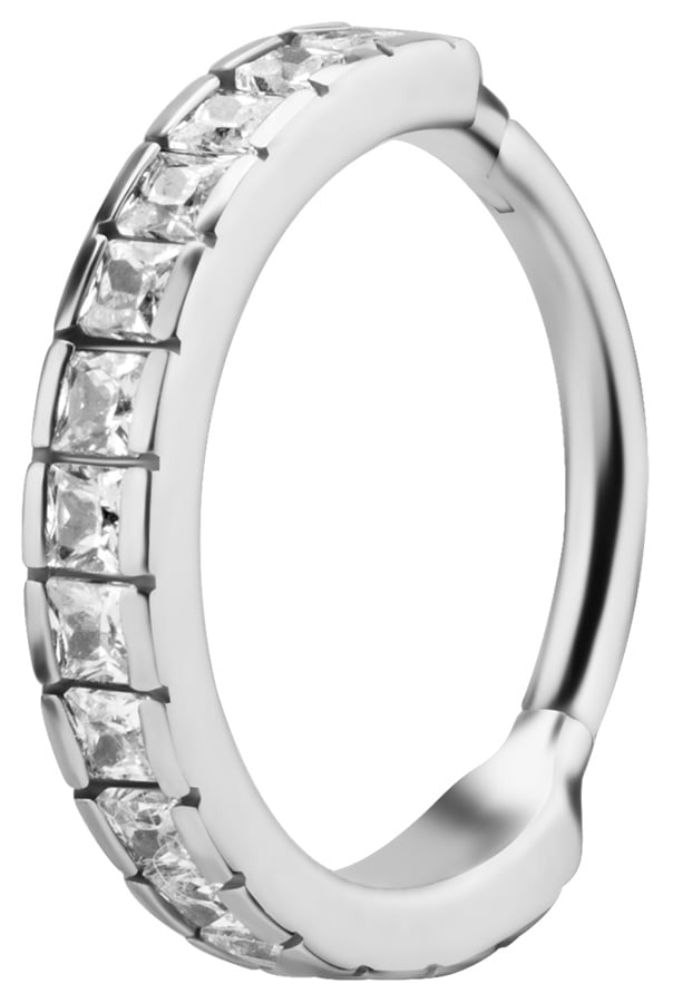 SS 316 HINGED RING SET W. SQUARE ZIRCONIA 1,2x12mm WH