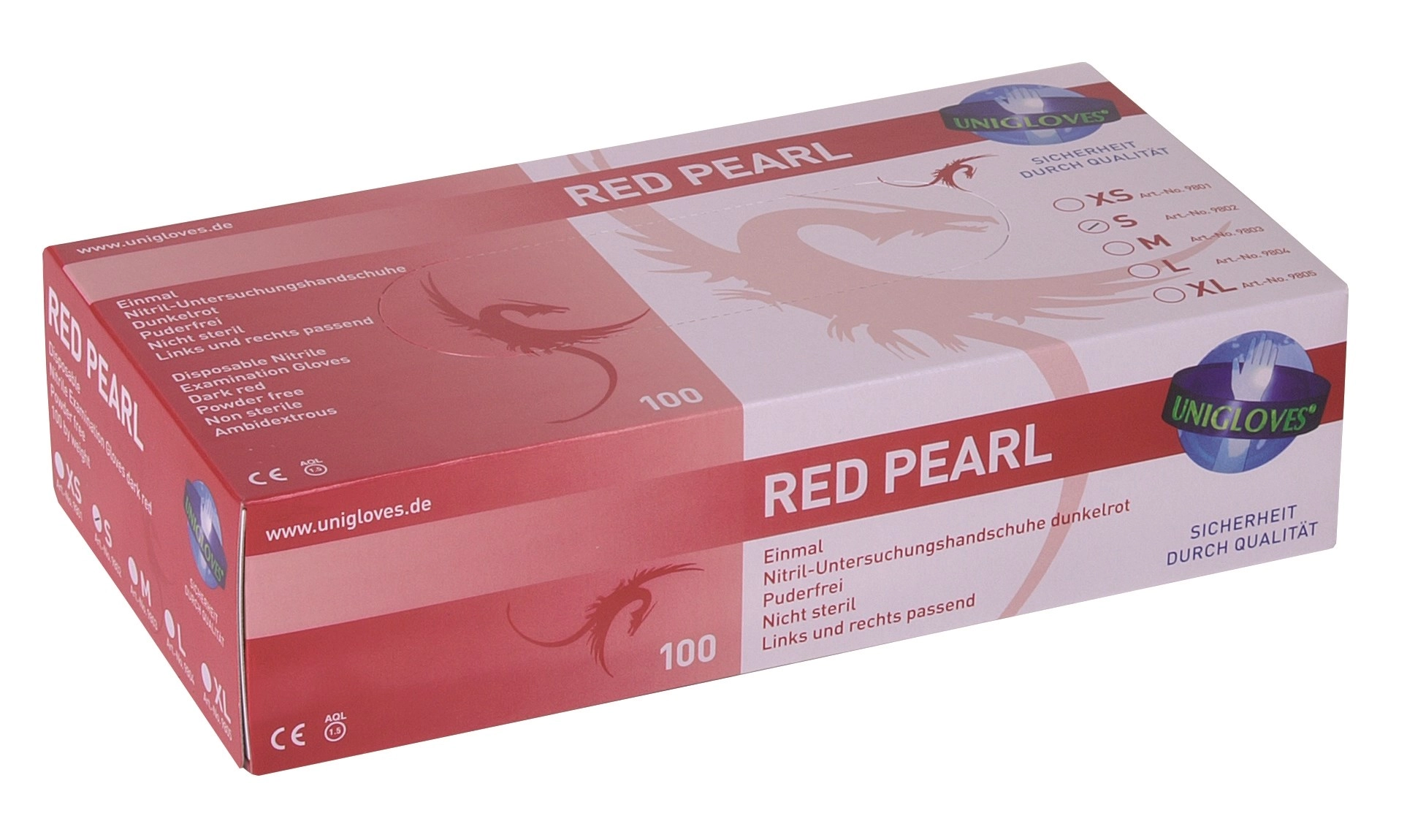 GANTS NITRILE RED PEARL - 100 unités