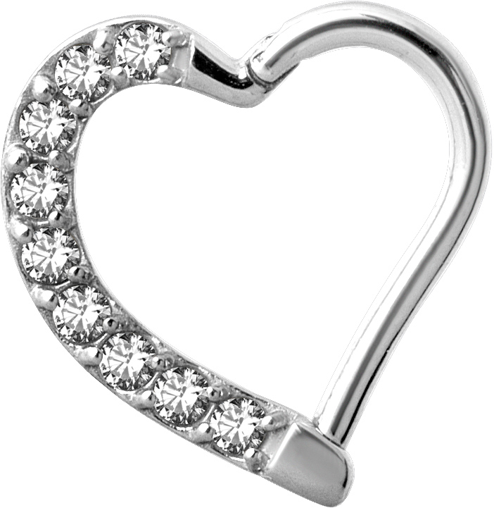 SS 316 JEWELLED HINGED HEART RING RIGHT