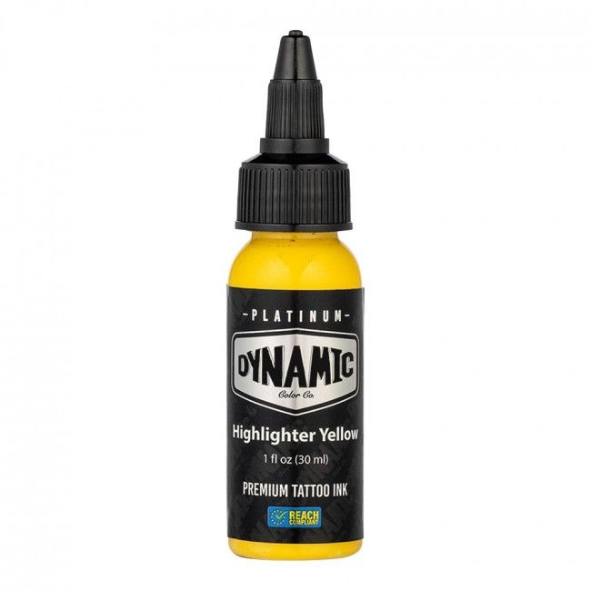 ENCRE DYNAMIC PLATINUM TATTOO INK - HIGHLIGHTER YELLOW 30ml - CONFORME REACH