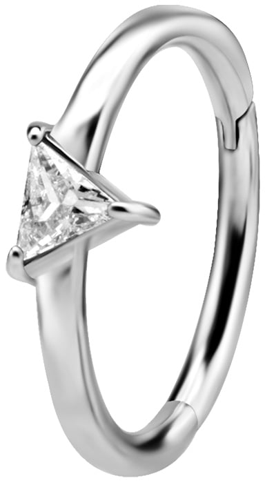 SS 316 HINGED RING SET W. TRIANGLE ZIRCONIA 1,2x12mm WH